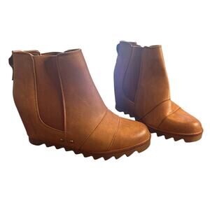 Tinstree Tan Pull On Wedge Ankle Boots Size 7